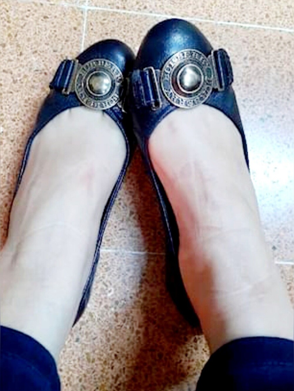 Burberry Lamb Leather Ballet Flats with Gold Logo Medallion Brown US 9 - Picture 16 of 16